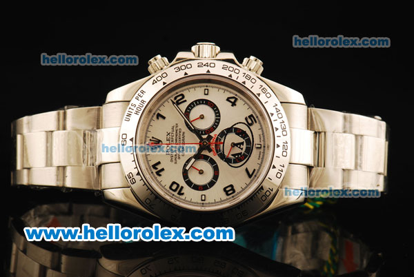 Rolex Daytona II Chronograph Swiss Valjoux 7750 Automatic Movement Full Steel with Silver Dial and Arabic Numerals - Click Image to Close